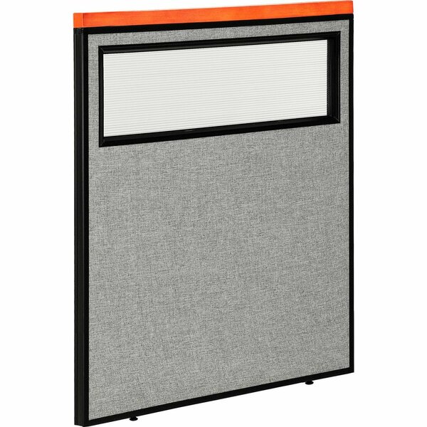 Interion By Global Industrial Interion Deluxe Office Partition Panel with Partial Window, 36-1/4inW x 43-1/2inH, Gray 694758WGY